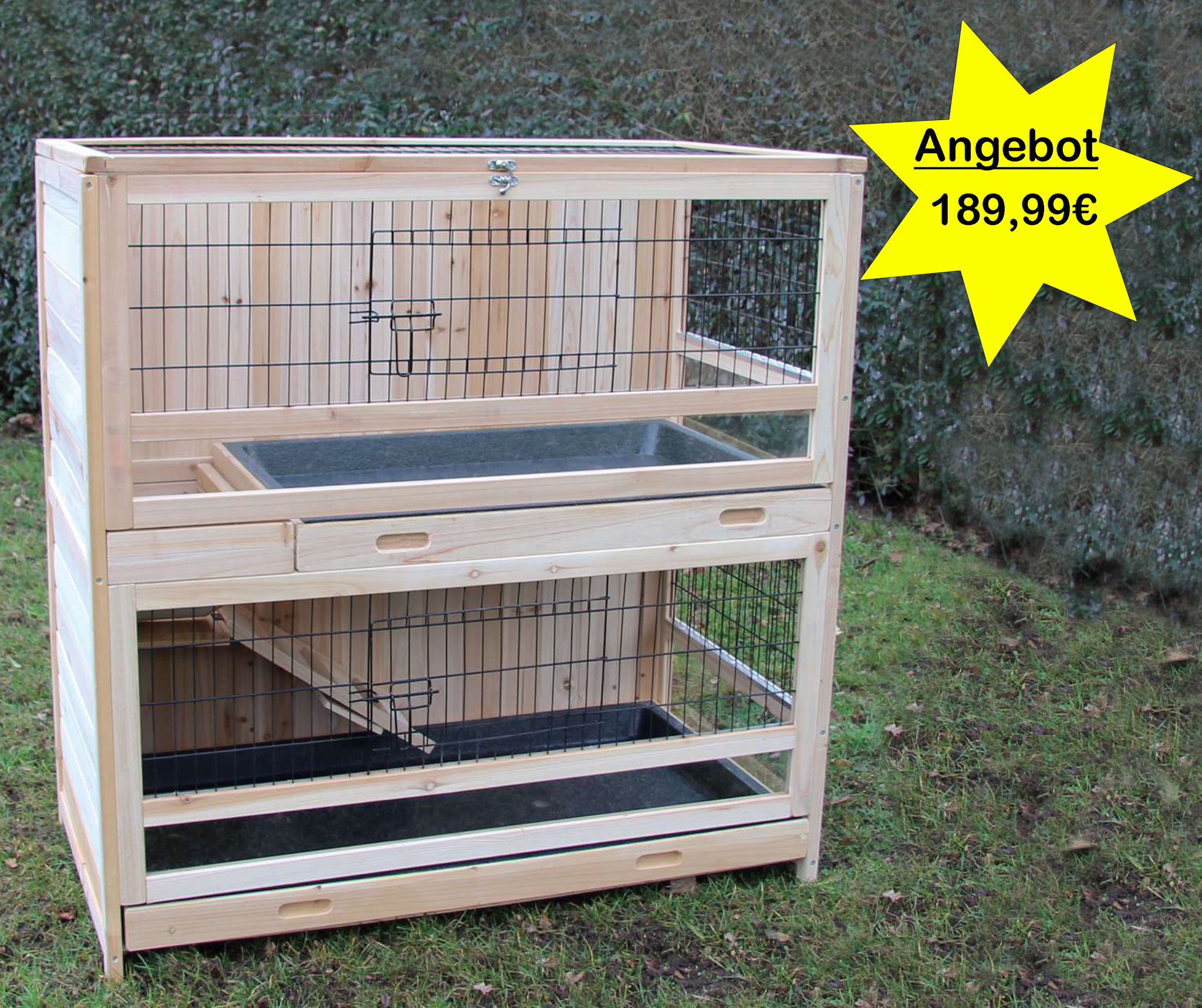 Indoor Innenstall aus Holz  Anjas Zwergkaninchenzucht Brüggen