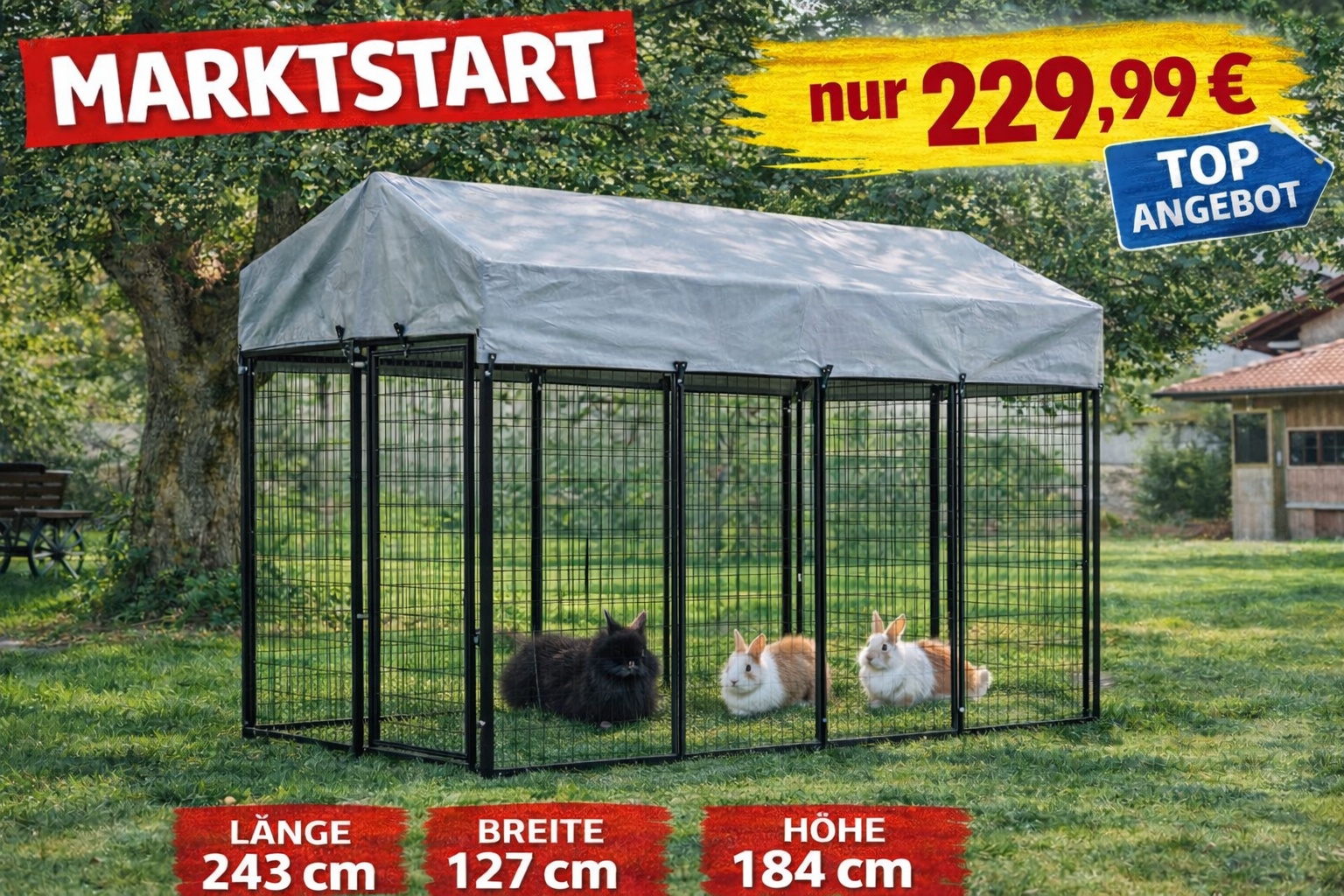 Begehbares Freigehege Saisonstart ANGEBOT Anjas Zwergkaninchenzucht Brüggen